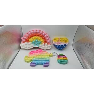 Set of 4 Rainbow-Themed Pop It Fidget Toys